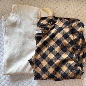2 Blouse Bundle Orvis 100% Silk Blouse & J.Jill 3/4 Dolman Sleeve Top Size L
